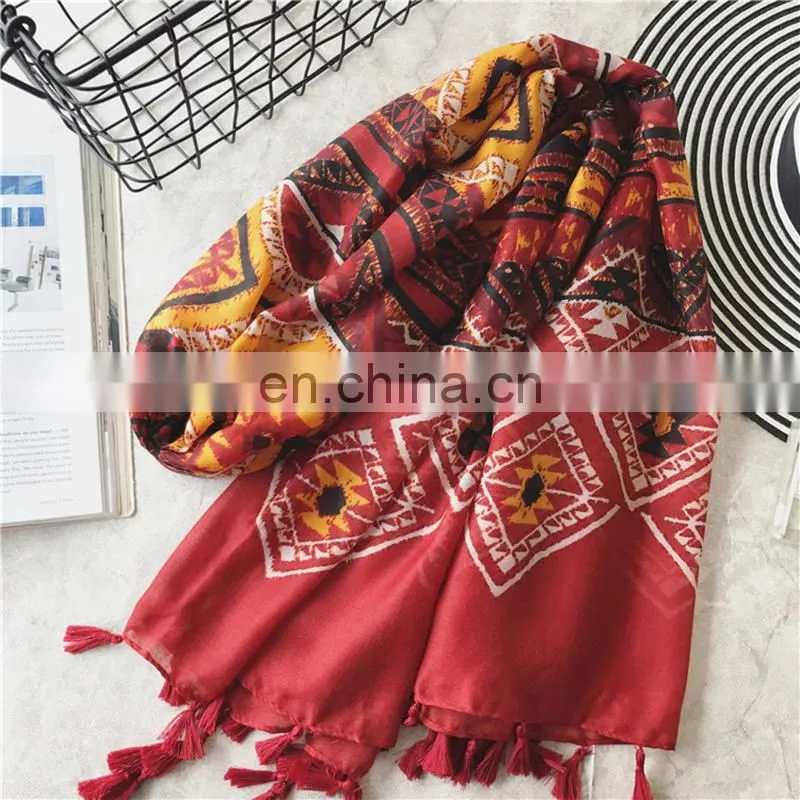 New Long Towel Fashion tribal print Tassel Spring Autumn Beach All-match Printing Scarf