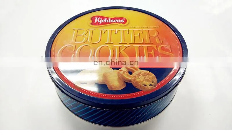 Round butter cookie tin box