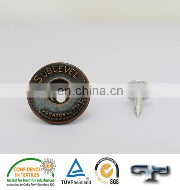 High quality zemak alloy fashion metal jeans button for woman