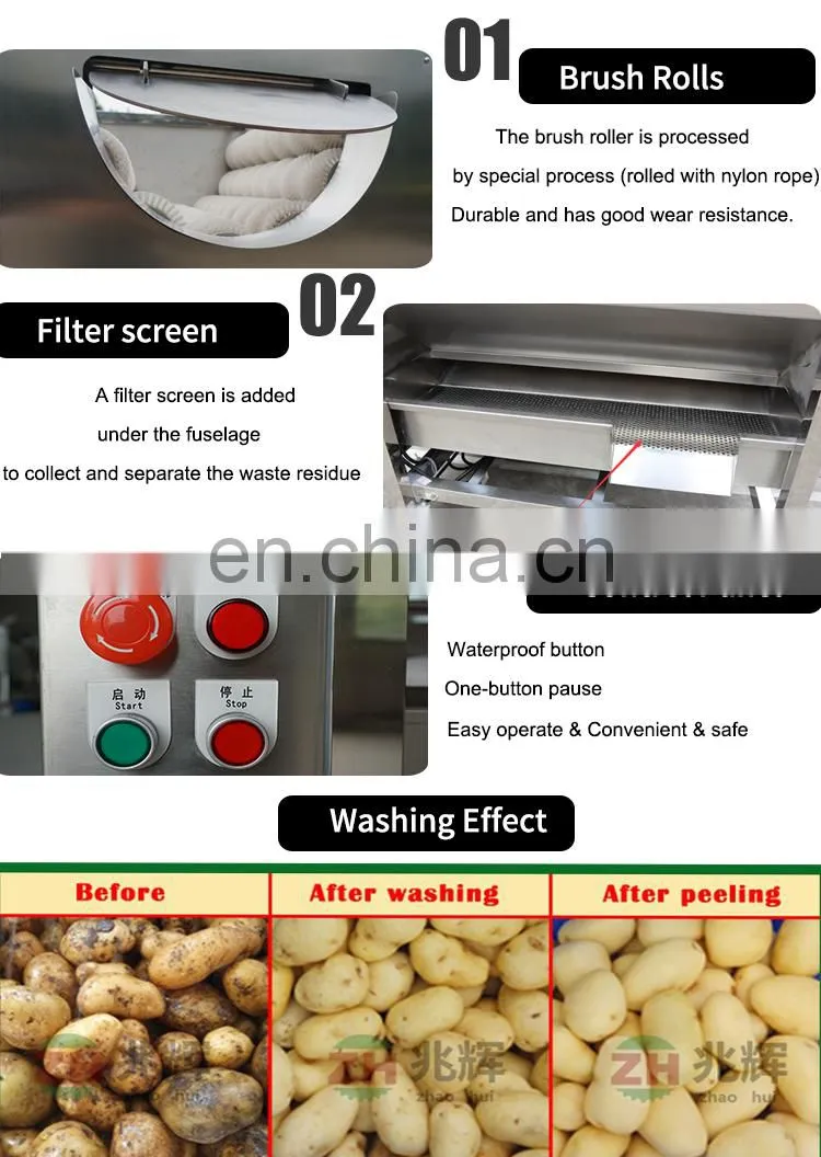 Industrial multi-function root vegetable date passion fruit lemon onion washer taro peeler babby carrot ginger peeling machine