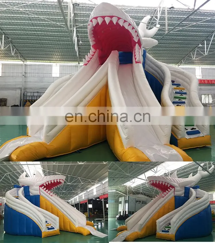 Kids Water Park Equipment Inflatable Swimming Pool Shark Water Slides