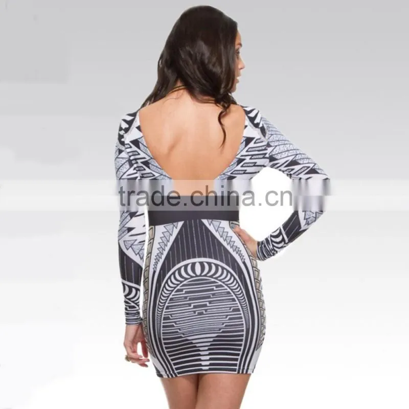 Sexy Backless Dress Fashion Dress Long Sleeves Sex Prom Dress
