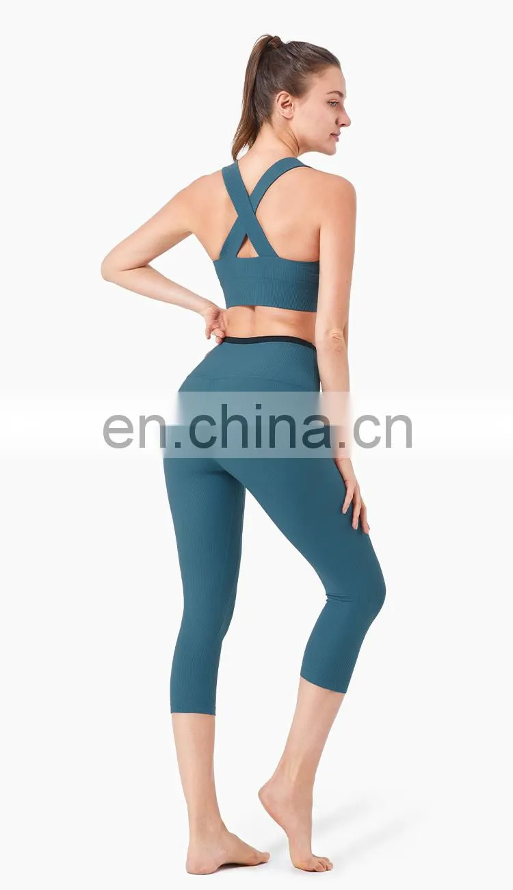 Lightweight Custom Logo Sport Active Wear Yoga Sets High Waist Two Piece Yoga Sport Suit