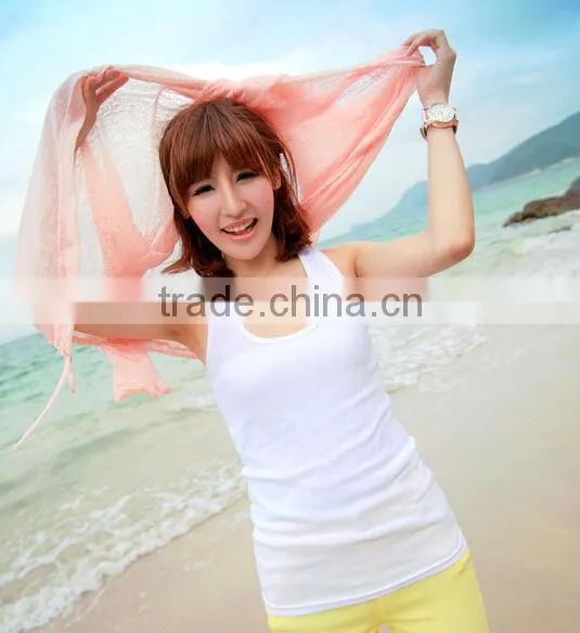 2014 pure color tan top for ladies/New style stringer vest from China Supplier