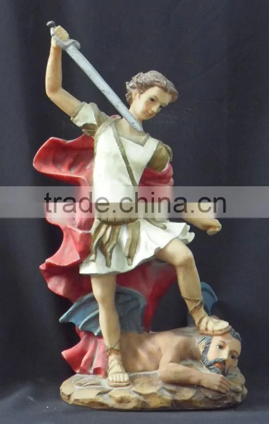 Polyresin religious handmade decoration of Archangel Michael statue