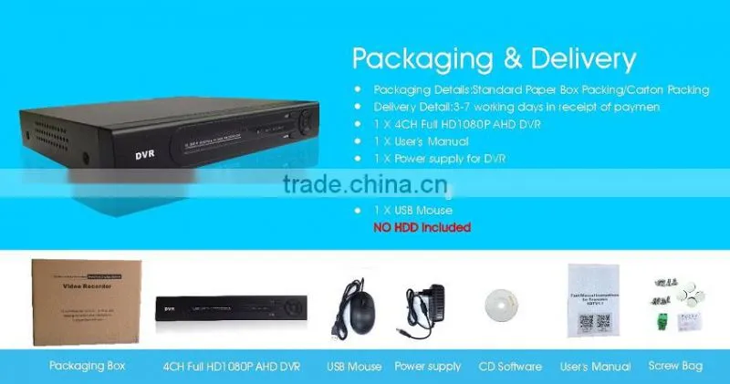 4CH 3G H.264 AHD 1080P DVR with wifi