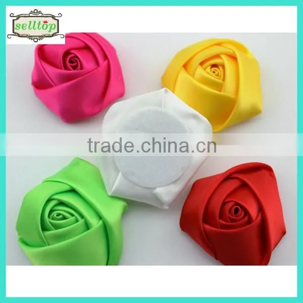 4.5-5cm satin rose ribbon flowers for wedding dress