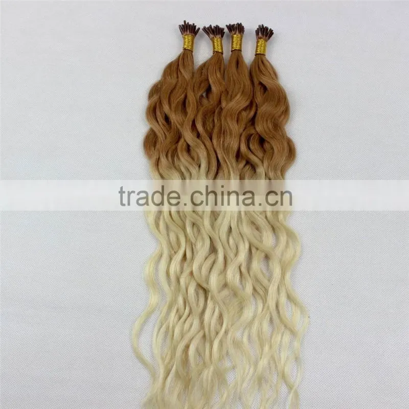 Ombre keartin curly silk strand hair extensions