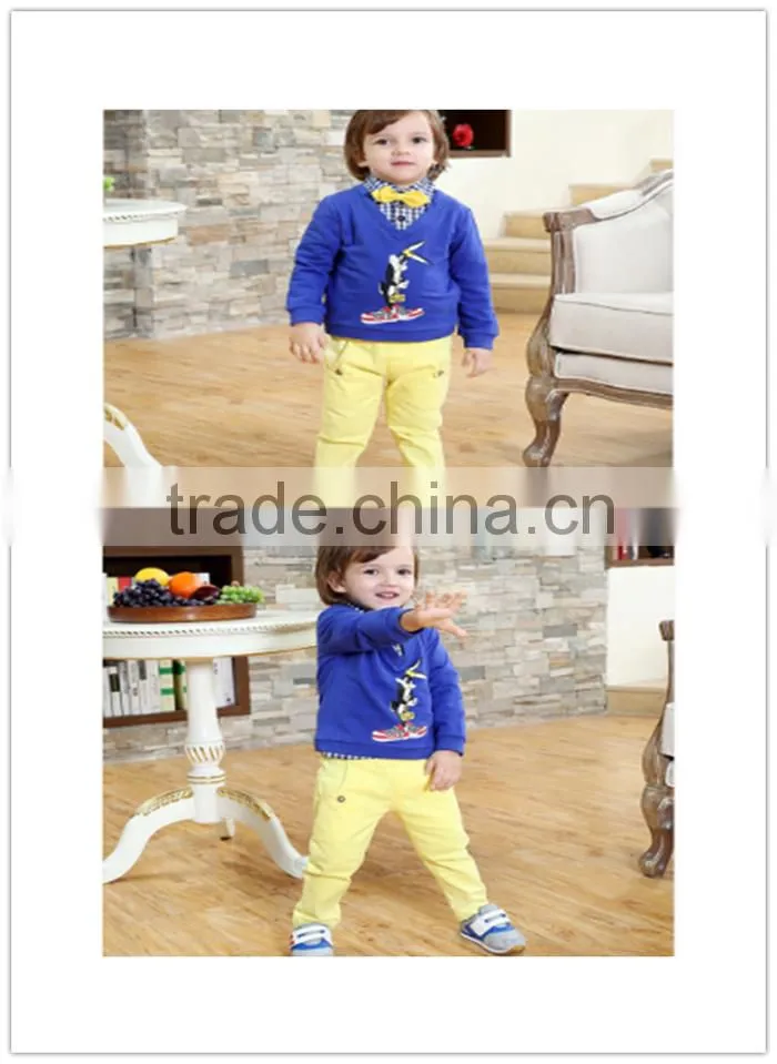 Wholesale 2016 new child suit Korean version spell color striped knit cardigan jacket long-sleeved T-shirt three-piece hole jean
