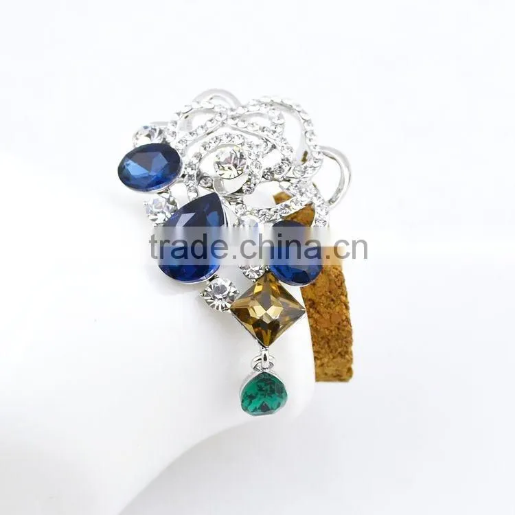 Colorful Fashion Jewelry Rhinestone Brooch Flower With Pin