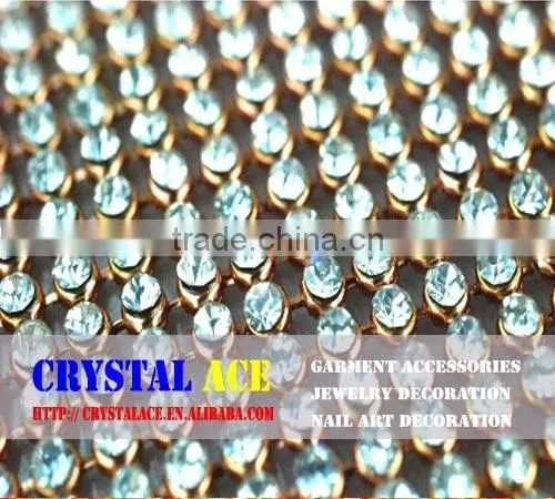 120x45cm Hot Fix Crystal Rhinestone Strass Aluminum Setting Mesh Sheets Trimming