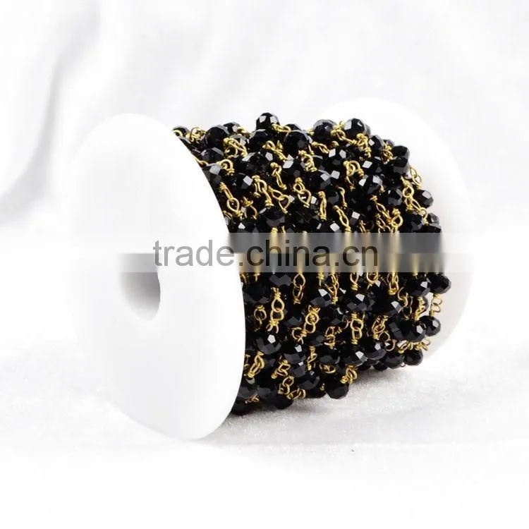 $4/meter by Trade Assurance- Cheap Natural black agate stone beaded chains for necklace jewelry DIY