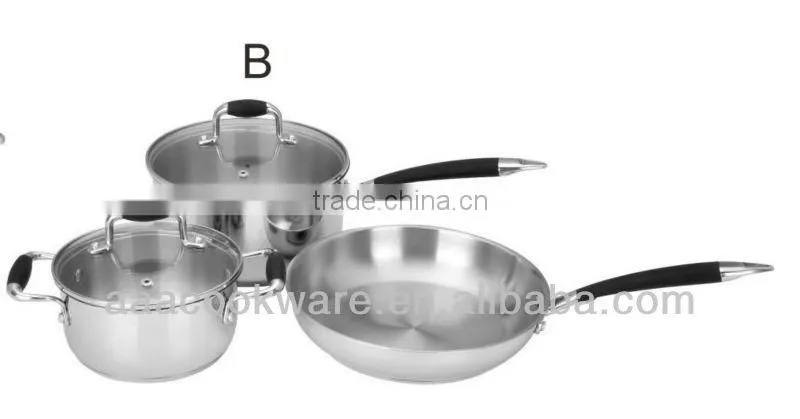 5pcs stainless steel induction pan with colorful silicone handle