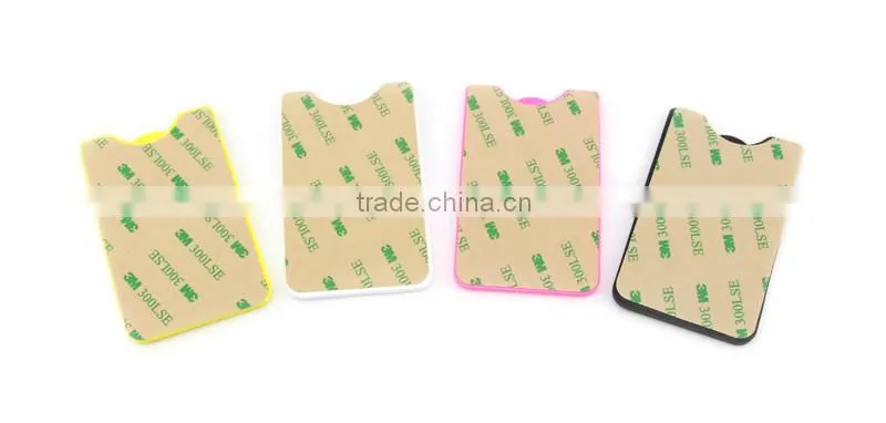 Custom made silicone 3m sticker smart wallet mobile card holder
