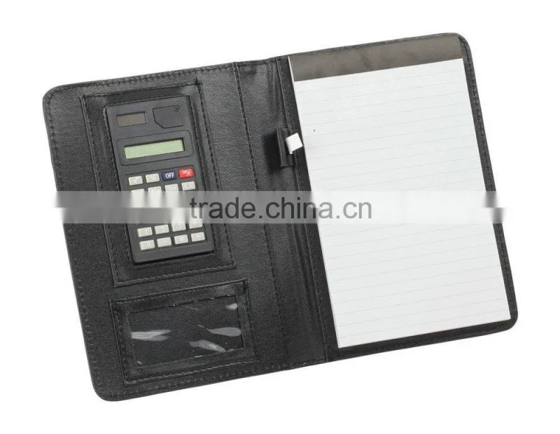 New Custom Calculator and Pen Holder Leather Portfolio Jotter