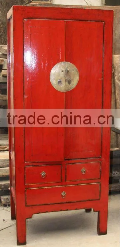 Chinese antique red wedding shanxi wardrobe cabinet