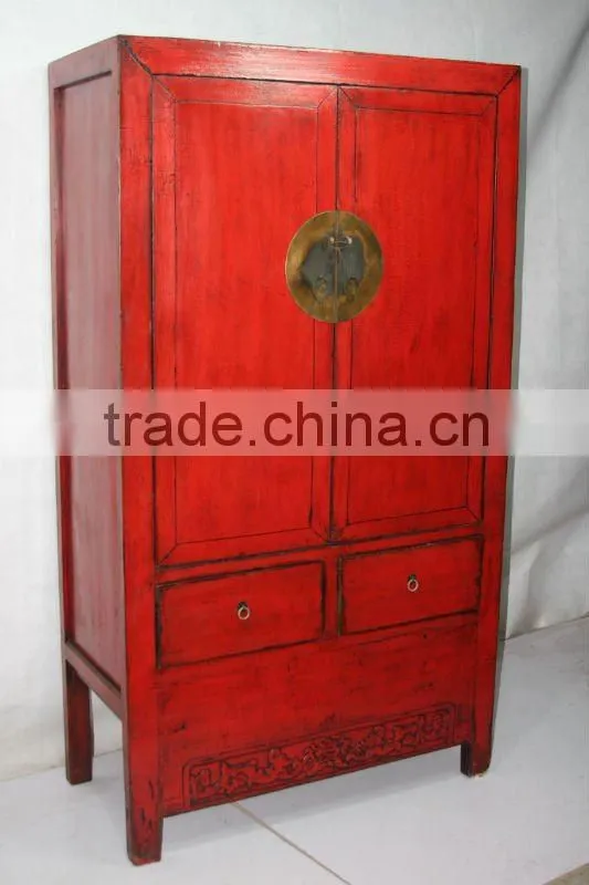 chinese antique two door two drawer tall cabinet