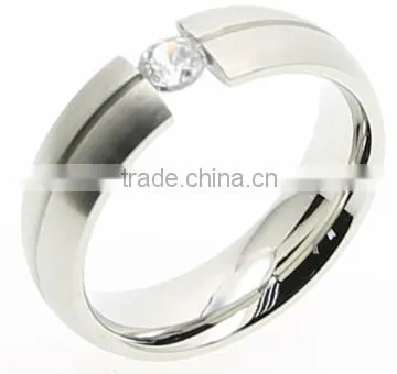2016 special attractive tension setting stainless steel rings with zircon gold plated diamond ring