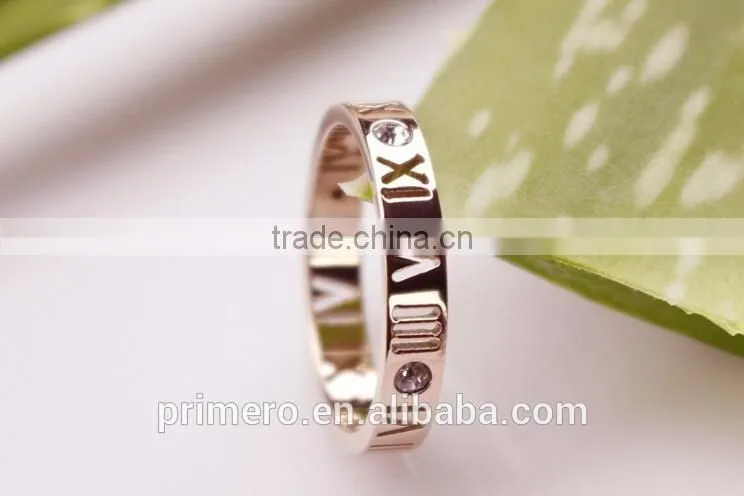 2016 New Pattern Roman Number Finger Rings Stainless Steel Fashion Jewelry Brand Rose Gold For Women