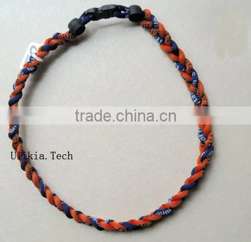 2011 Hot selling Germanium&Titanium Tri braided sports necklace with 18colors