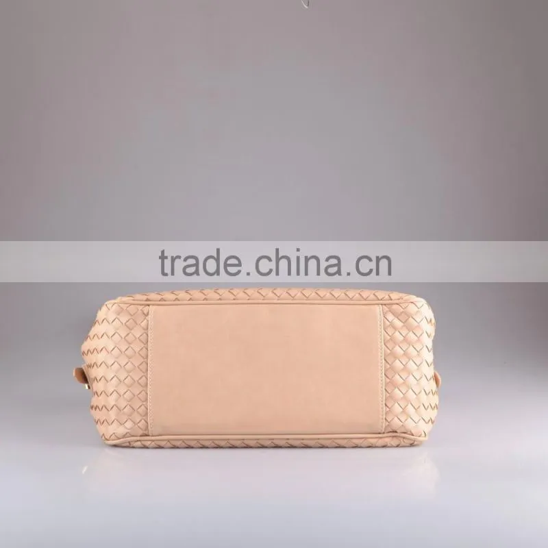 3505 New Designed Hot Sale Pink Woven PU Leather Handbag Factory Price