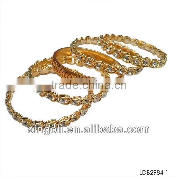 Fashion gold bangle jewelry set faux diamond bangle indian jewelry