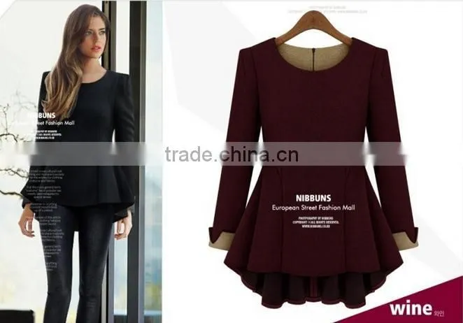 2014 new arrival long sleeve plus size wool knitted sweater for women