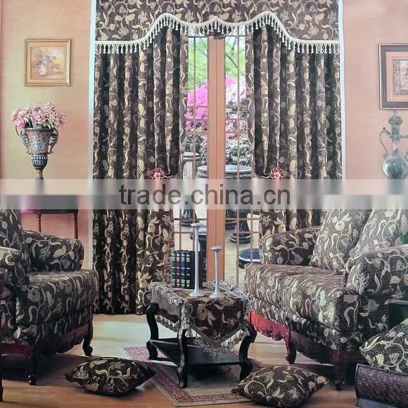 100% Polyester Sofa Chenille Fabric jacquard chenille leaf pattern sofa fabric