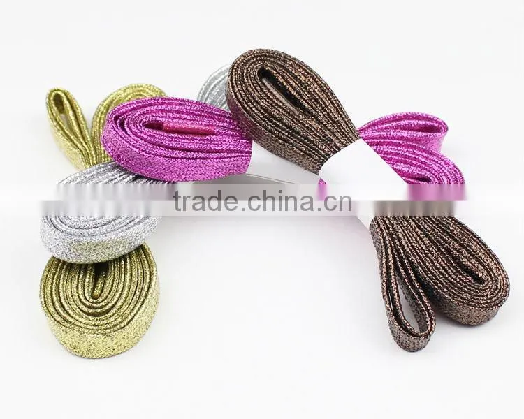 10mm high quality flat silver glitter shoelace