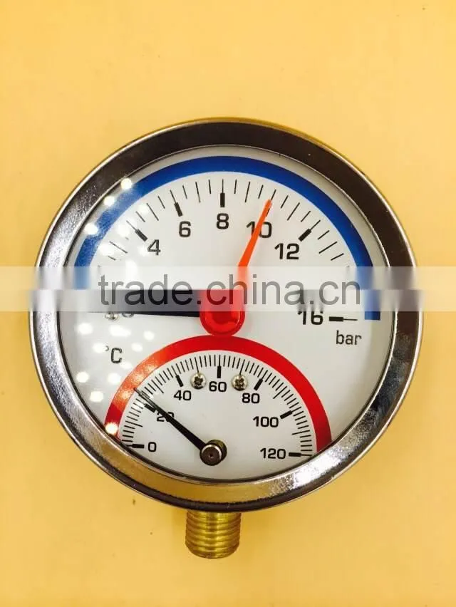 Floor heating water pressure temperature gauge