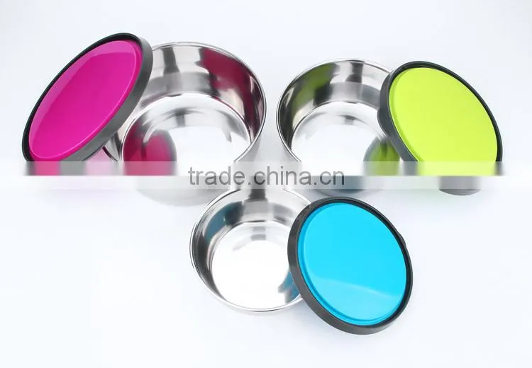 stainless steel metal rice mixing bowl with silicone lid