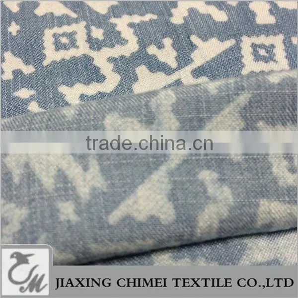 jiaxing warp and weft slub with printed pattern of tencel denim for denim jean