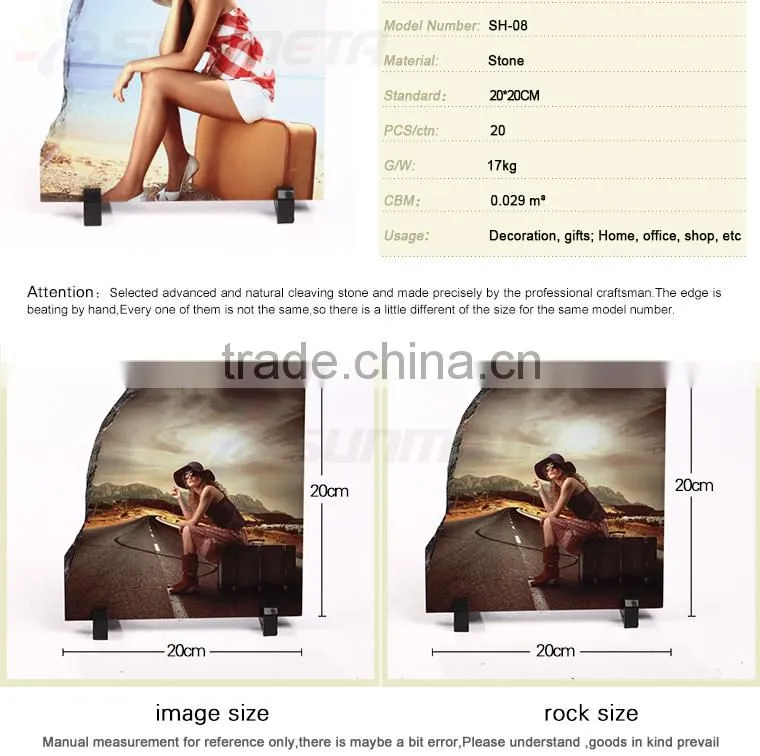 Sunmeta factory directly 3D sublimation blank rock photo SH08 20*20cm
