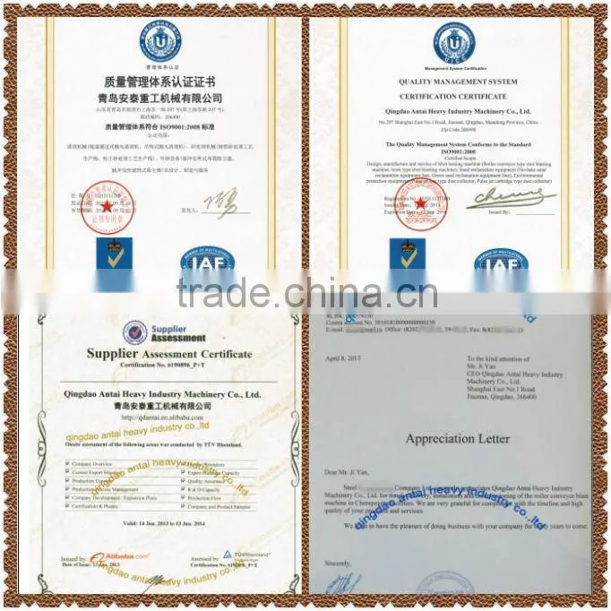 Q6915 roller conveyor shot blasting machine made in china