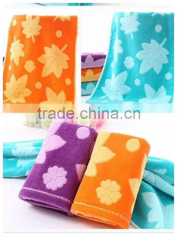 super absorbent cotton siro yarn Maple leaf jacquard cut pile face towel for supermarket
