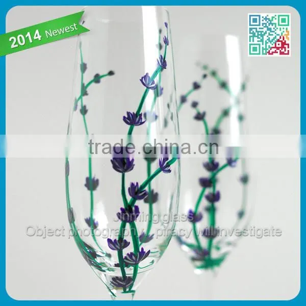 Lavender Toasting Flutes wine glass Set of 2 Personalized Purple Green and Silver Champagne Wedding Flutes