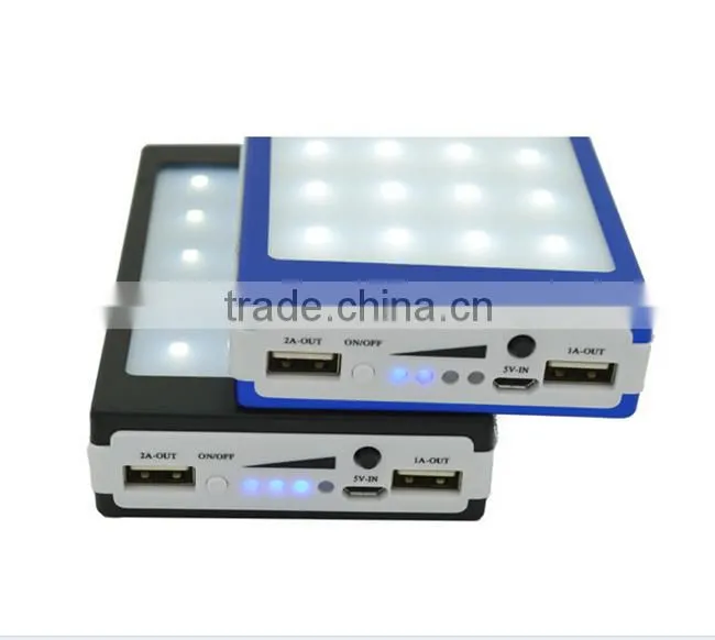 Portable Waterproof External Mobile Solar Power Bank with Build-in Flashlight For Outdoor