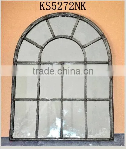 French antique decorative metal window frame wall mirror