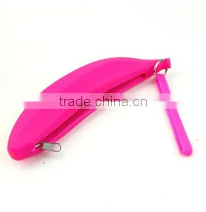 banana shaped portable zipper pencil bag