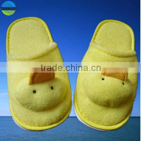 yellow color terry towel babies' indoor duck slipper