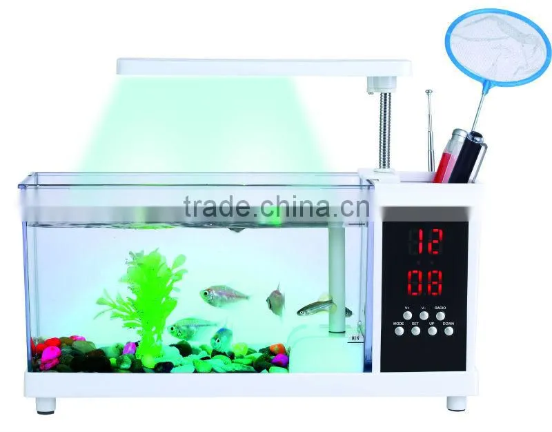Fashionable USB Desktop Aquarium with FM Radio and LCD Clock
