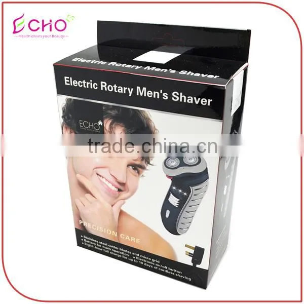Electric Rechargeable Black Rotary Men's Shaver with Triple head
