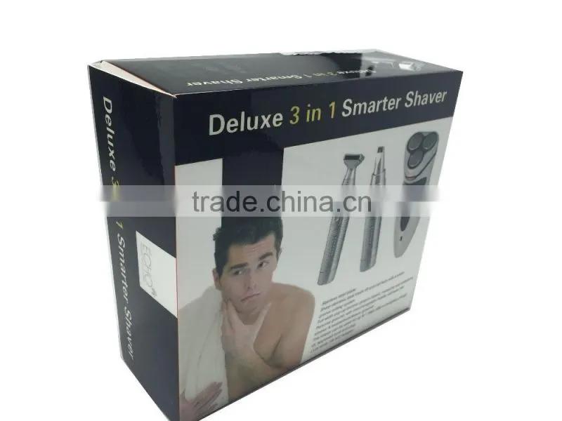 Hot selling! Three head double edge rotation razor blades +flexible portable razor+nose wool implement