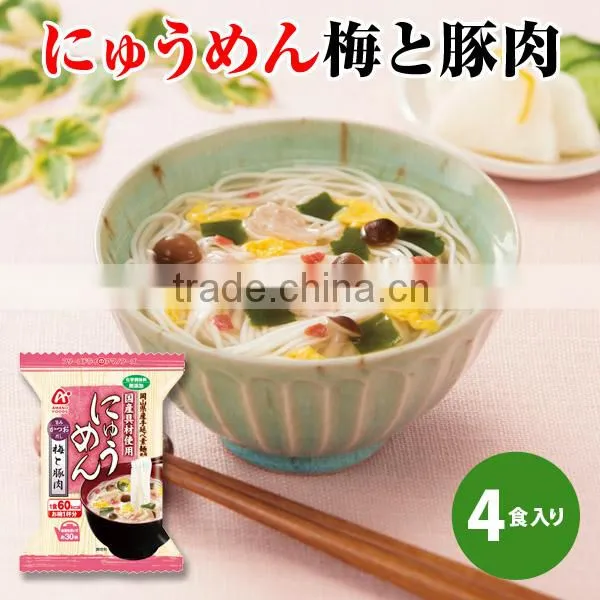 Japanese very popular AMANO FOODS's soup of soumen noodle with ume(Japanese plum) and pork 16.2 x 4p