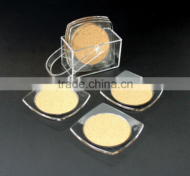Acrylic Single Cocktail Napkin Cup Pad /Coasters/Mat with Holder