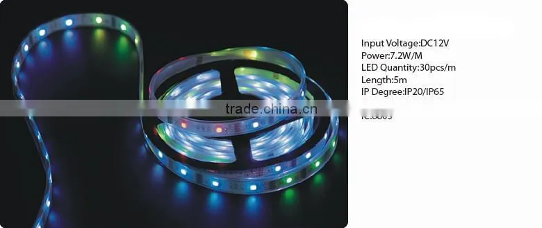 28.8W/M DC12V IP20/IP65 120PCS/M SMD5050 Magic color LED strip lighting