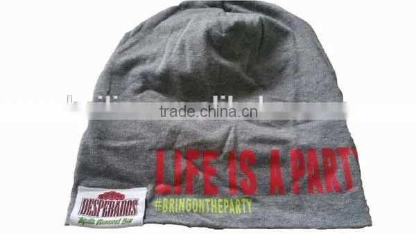 100% cotton jersey slouch long hat knit beanie cotton knit hat