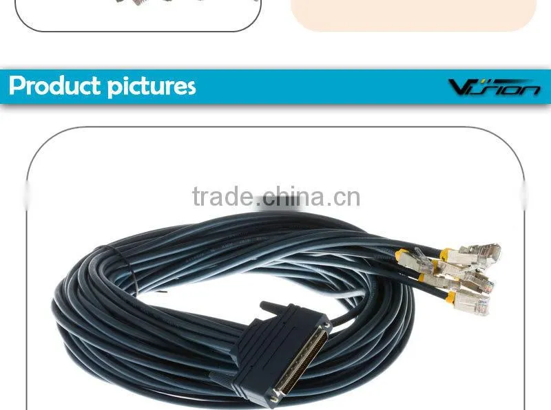 10ft CAB-OCTAL-ASYNC Cisco Compatible 8-Lead Octal Cable 68-Pin to 8-Male RJ45s 72-0845-01