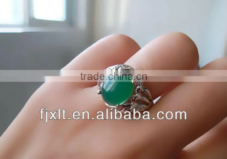 New Arrival Fashion Design 925 Sterling Silver Large Chalcedony Ring