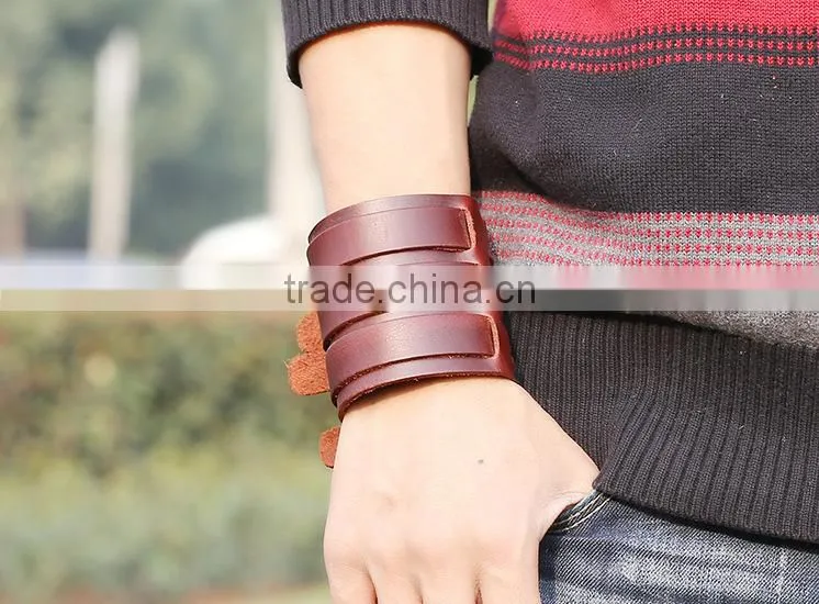 wide boys wrap leather bracelet, wide leather cuff bracelets